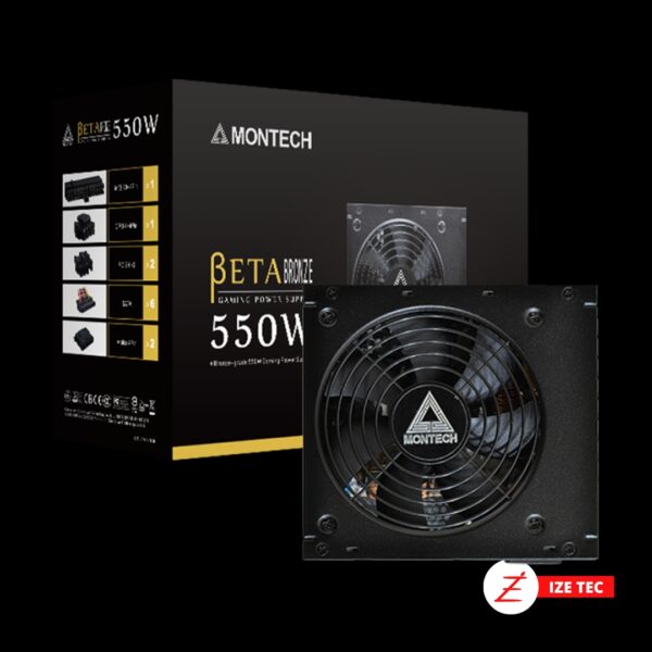 Fonte Montech BETA Bronze 550W, 80 Plus Bronze, PFC Ativo, Capacitores Japoneses